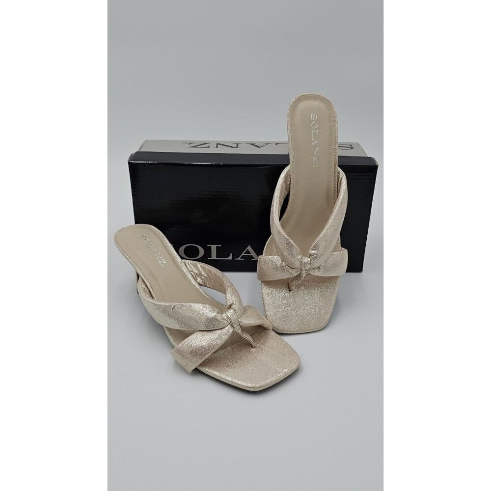 Pump Sandal Lexi Blush Shimmer 2.5" Heels New In Box Women's Size 8.5 M Solanz